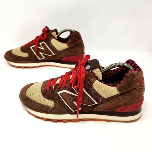 New Balance 574 Paul Bunyan Sneakers Mens 7 Brown Suede Red Plaid M574PB USA main image 8